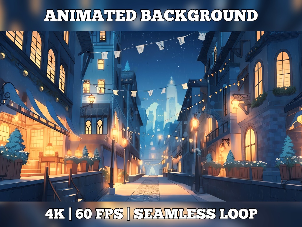 Vtuber Background Animated, Animated Background, stream room background, vtuber room background, animated background twitch, seamless looped, City Street at Night