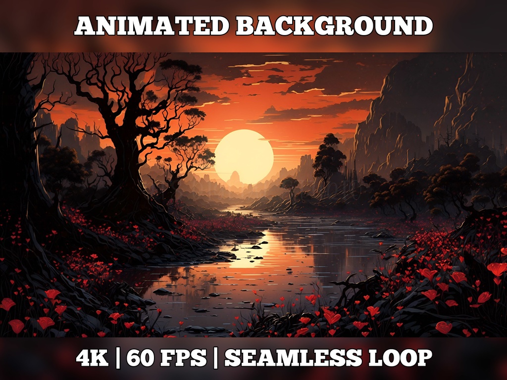 Vtuber Background Animated, Animated Background, stream room background, vtuber room background, animated background twitch, seamless looped, Darknesses Garden