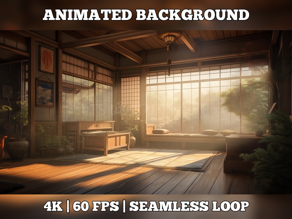 Vtuber Background Animated, Animated Background, stream room background, vtuber room background, animated background twitch, seamless looped, Japanese Ryokan