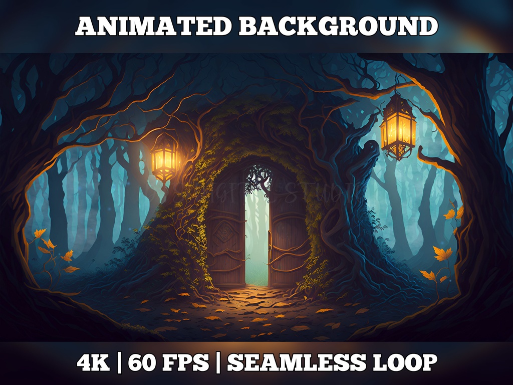 Vtuber Background Animated, Animated Background, stream room background, vtuber room background, animated background twitch, seamless looped, Magic Forest