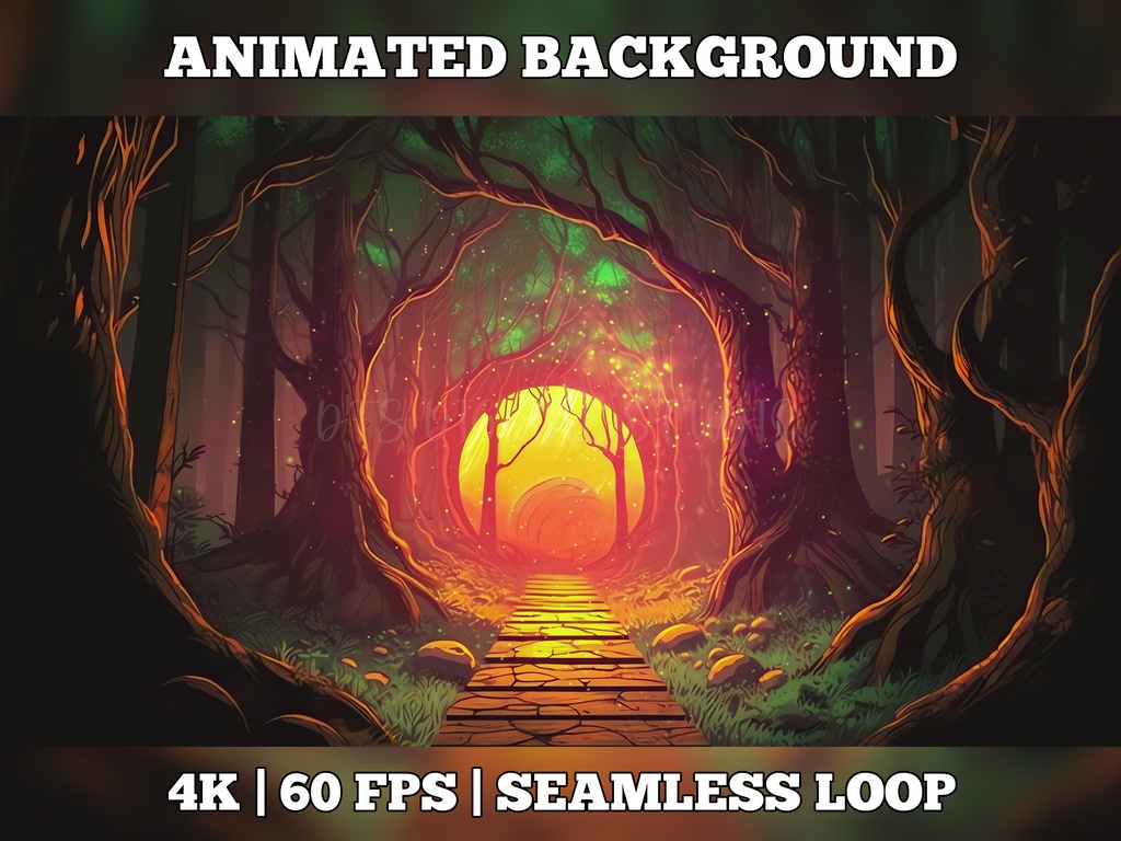 Vtuber Background Animated, Animated Background, stream room background, vtuber room background, animated background twitch, seamless looped, Enchanted forest green