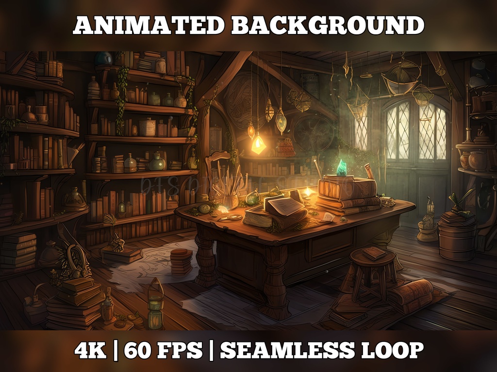 Vtuber Background Animated, Animated Background, stream room background, vtuber room background, animated background twitch, seamless looped, Herbalist Workshop