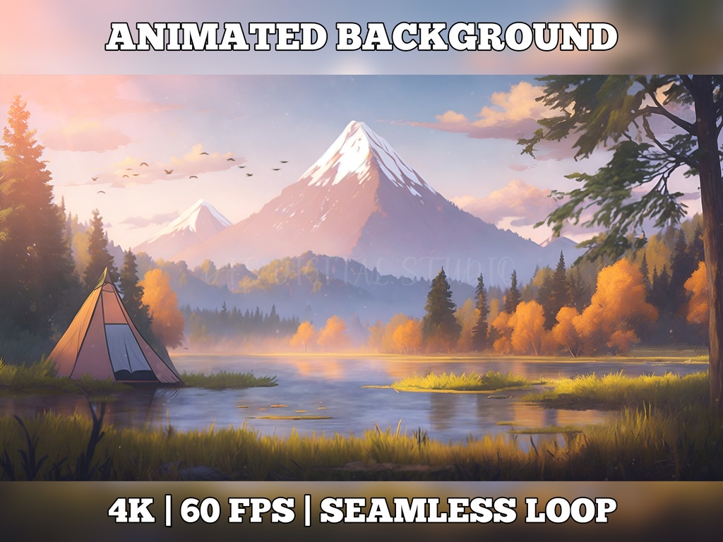 Vtuber Background Animated, Animated Background, stream room background, vtuber room background, animated background twitch, seamless looped, Summer Camping Trip