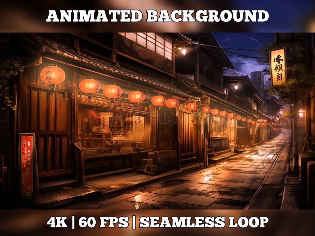 Vtuber Background Animated, Animated Background, stream room background, vtuber room background, animated background twitch, seamless looped, Narrow Japanese Street