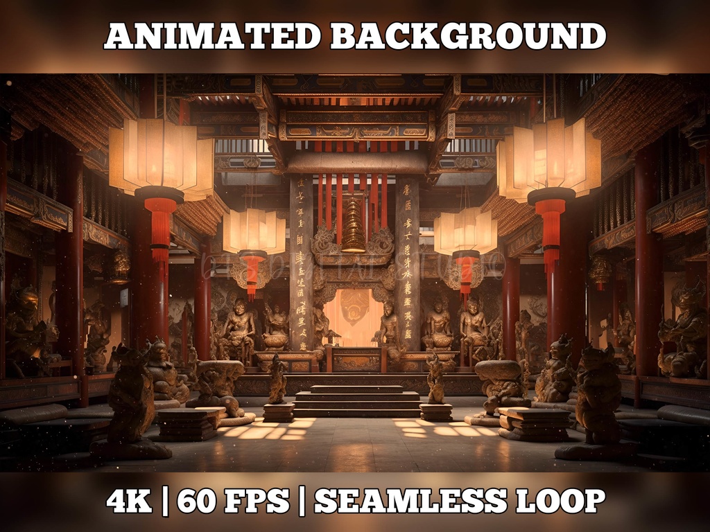Vtuber Background Animated, Animated Background, stream room background, vtuber room background, animated background twitch, seamless looped, Chinese temple