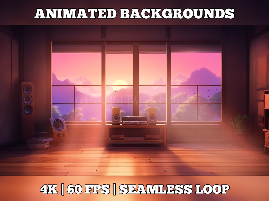 Vtuber Background Animated, Animated Background, stream room background, vtuber room background, animated background twitch, seamless looped, lofi room