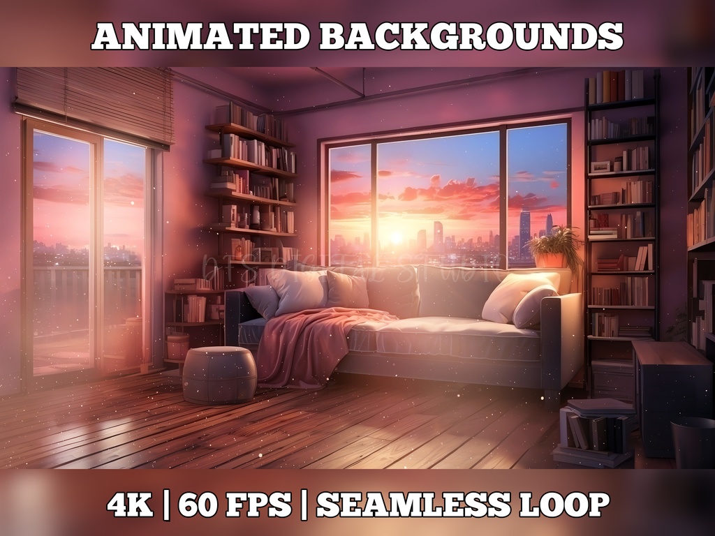 Vtuber Background Animated, Animated Background, stream room background, vtuber room background, animated background twitch, seamless looped, lofi living room