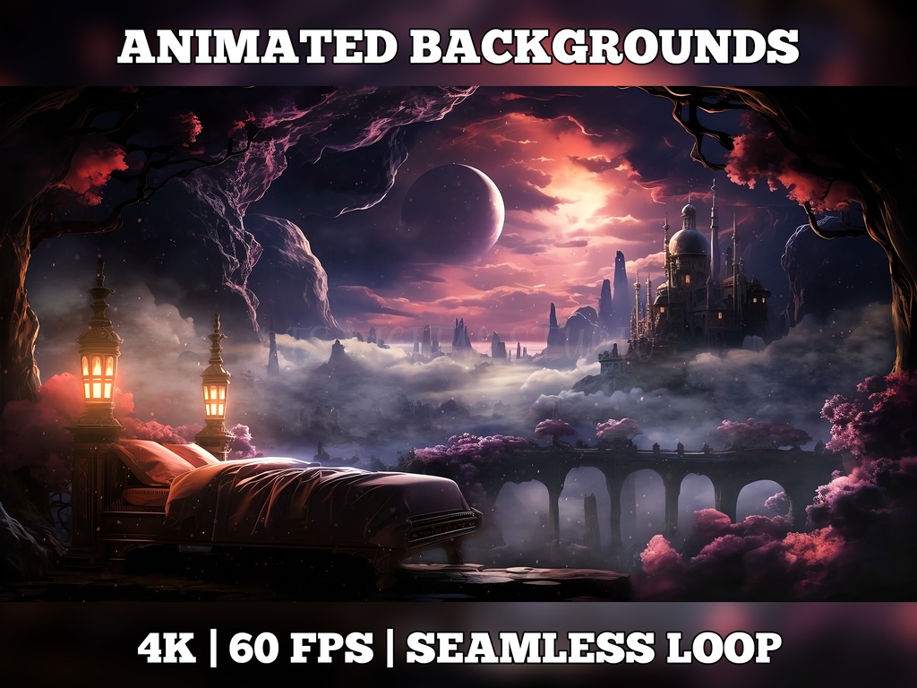 Vtuber Background Animated, Animated Background, stream room background, vtuber room background, animated background twitch, seamless looped, other worldly bedroom