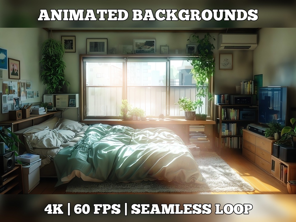 Vtuber Background Animated, Animated Background, stream room background, vtuber room background, animated background twitch, seamless looped, lofi bedroom