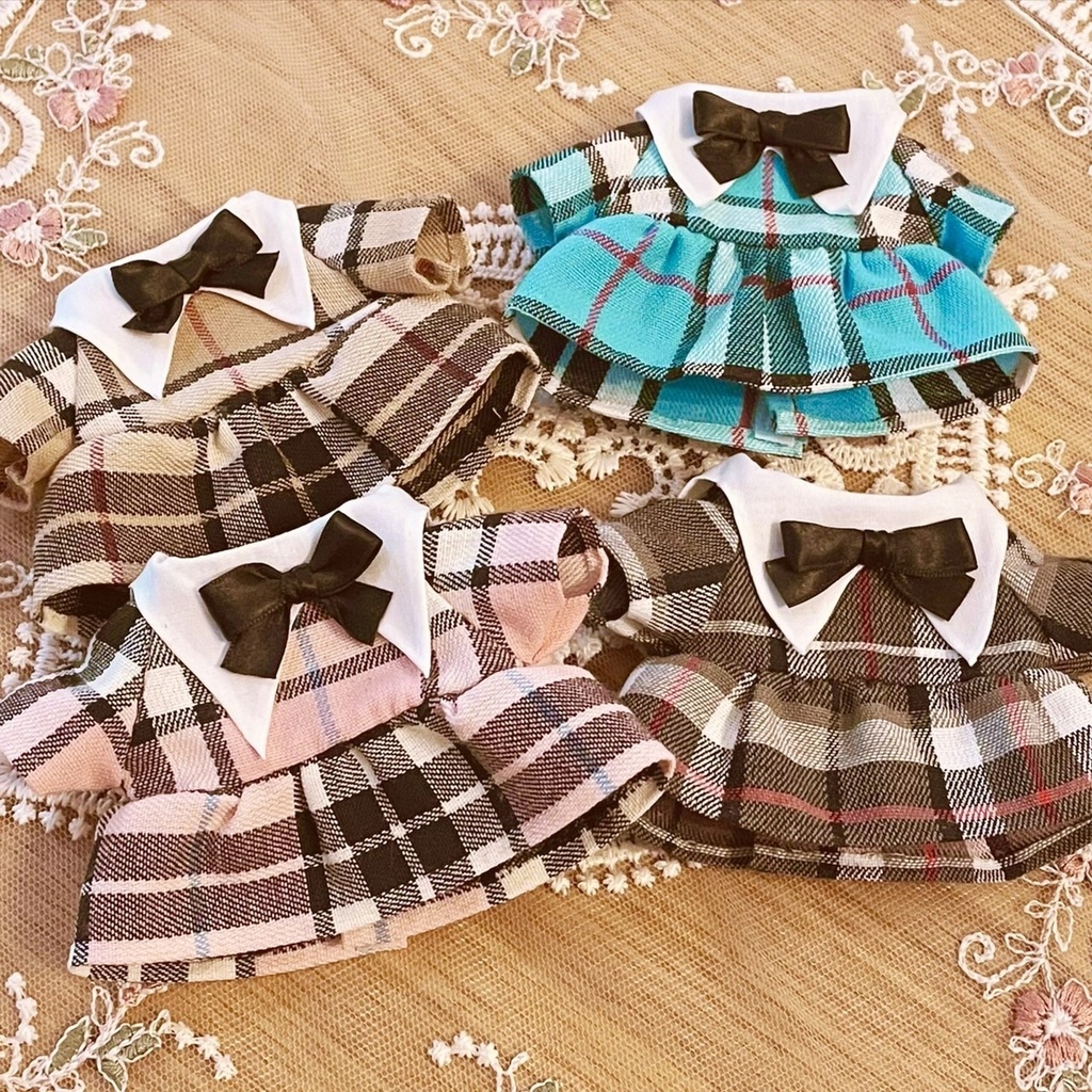 16cmぬい服 チェックワンピース くま耳ヘッドドレスコーデセット Paya Nuichan Booth