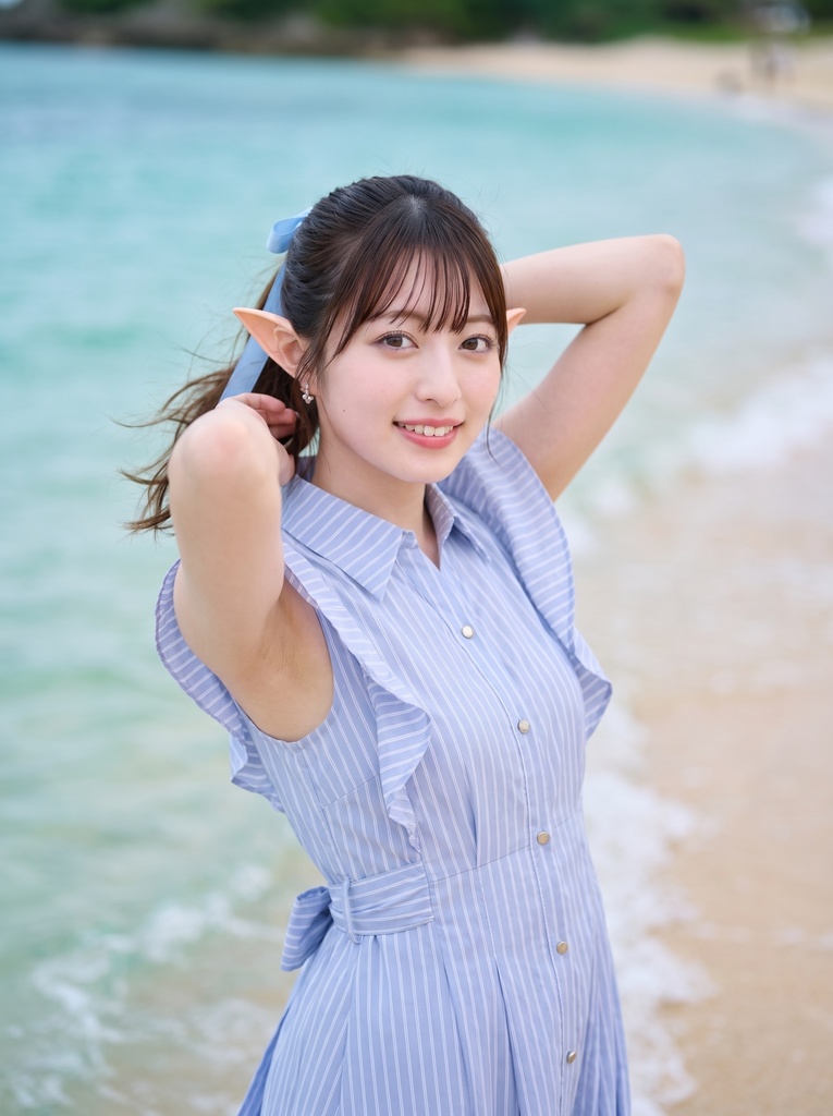 水色シャツワンピ