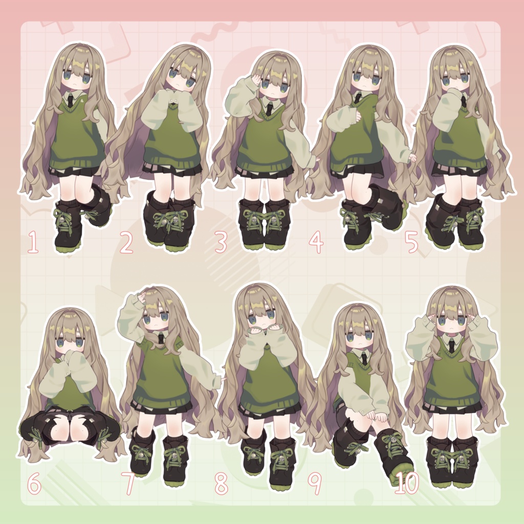 【無料有/+Free sample】Pose Animation Set 10【50種】