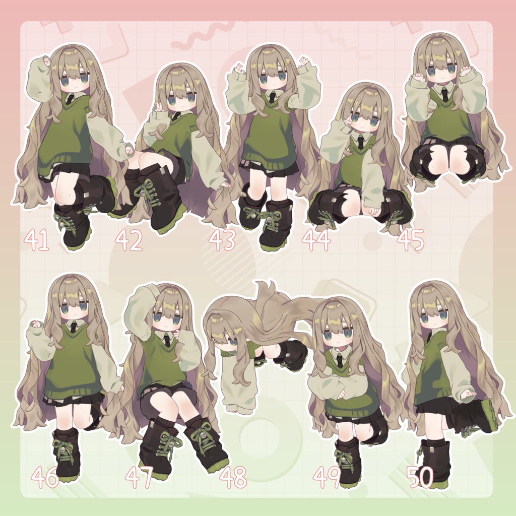 【無料有/+Free sample】Pose Animation Set 10【50種】