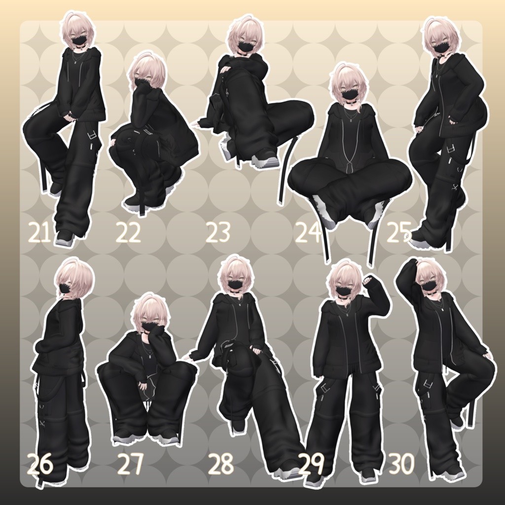 【無料有/+Free sample】Pose Animation Set 16【50種】