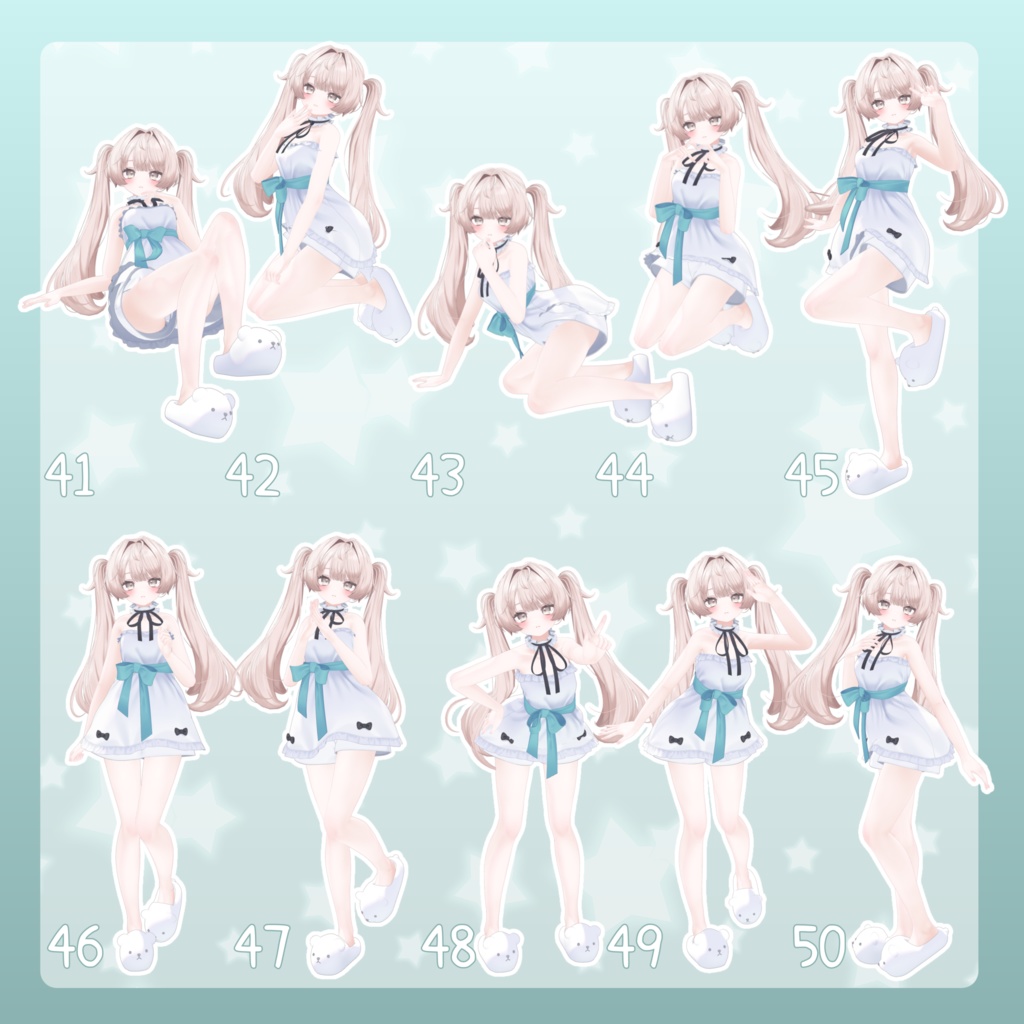 【無料有/+Free sample】Pose Animation Set 19【50種】