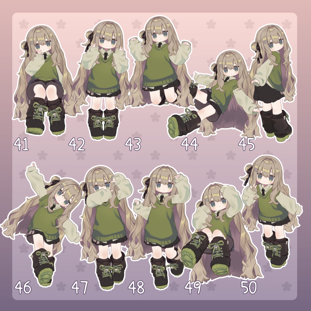 【無料有/+Free sample】Pose Animation Set 20【50種】