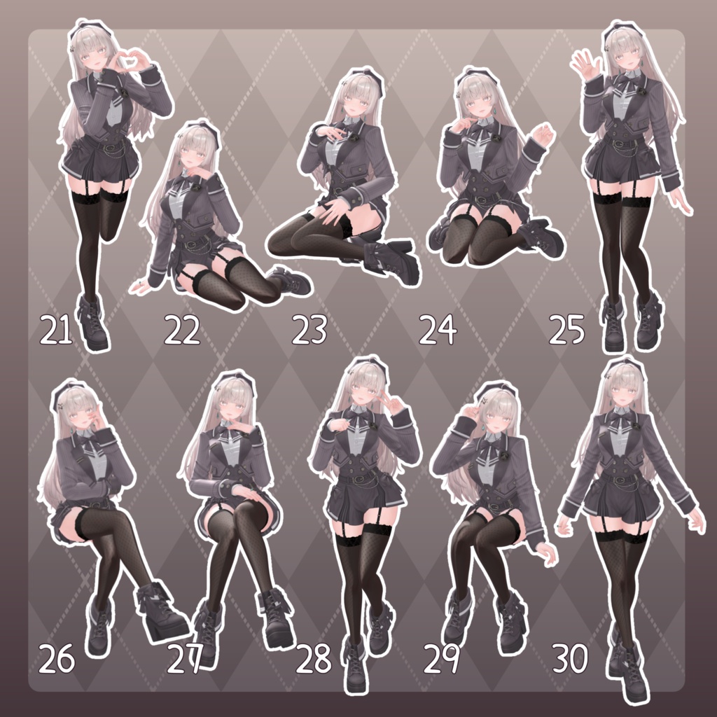 【無料有/+Free sample】Pose Animation Set 23【50種】