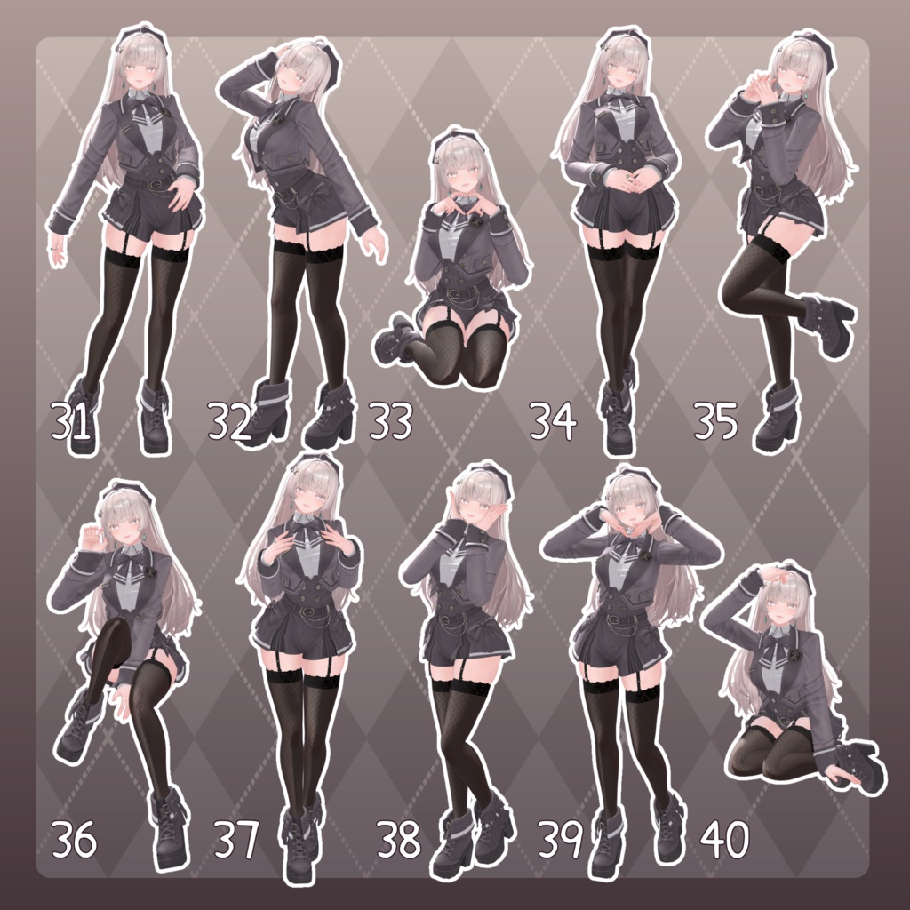 【無料有/+Free sample】Pose Animation Set 23【50種】