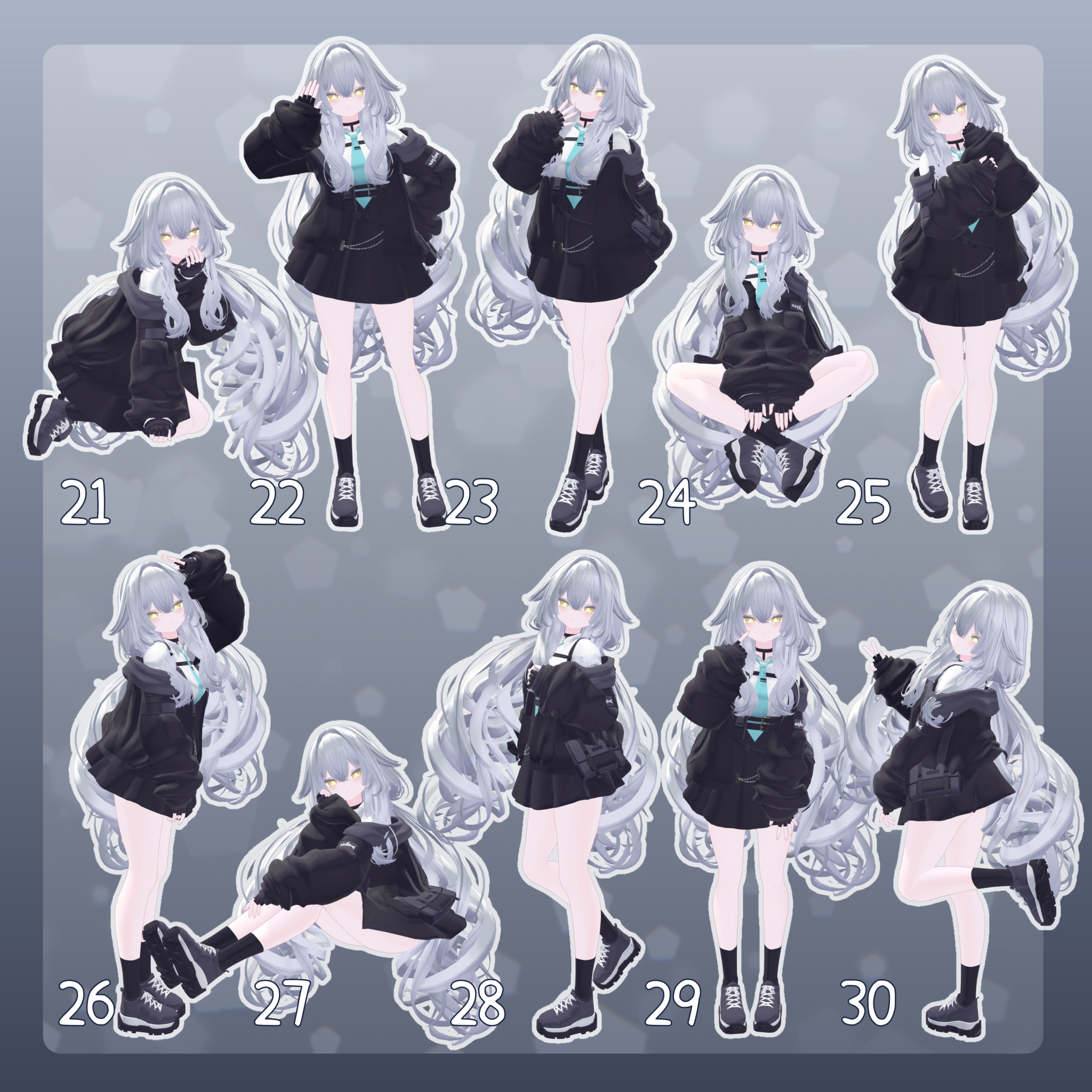 Sample Pose Unity 【無料有/+Free sample】Pose Animation Set 24【50種】 - Pompombun - BOOTH