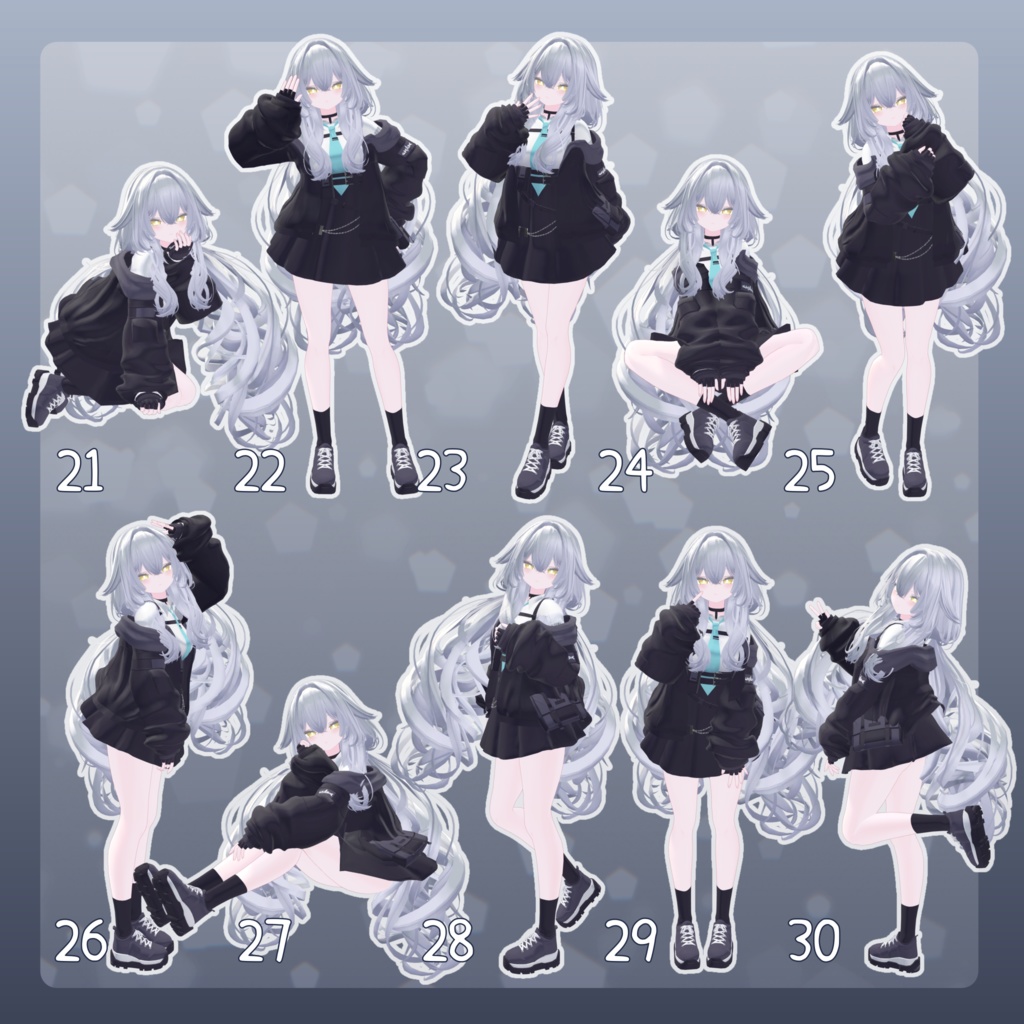 【無料有/+Free sample】Pose Animation Set 24【50種】