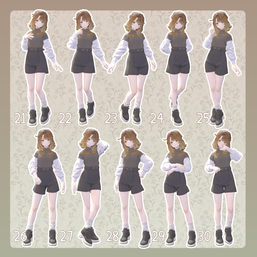 【無料有/+Free sample】Pose Animation Set 30【50種】