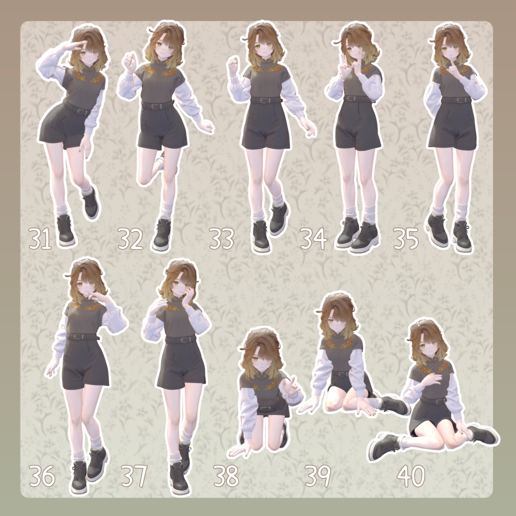 【無料有/+Free sample】Pose Animation Set 30【50種】