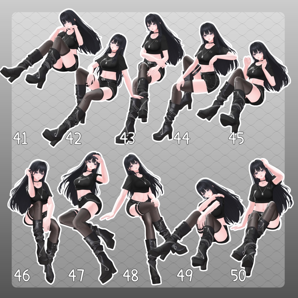 【無料有/+Free sample】Pose Animation Set 34【50種】