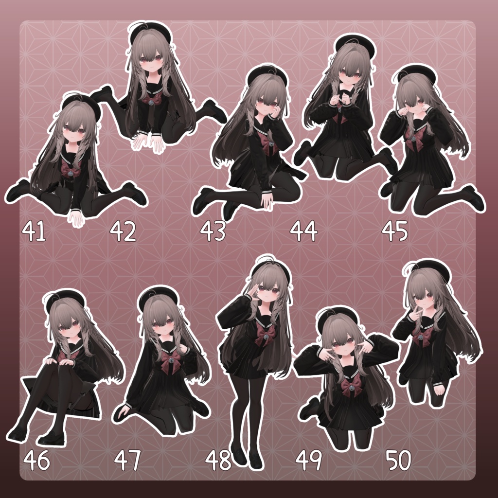 【無料有/+Free sample】Pose Animation Set 36【50種】