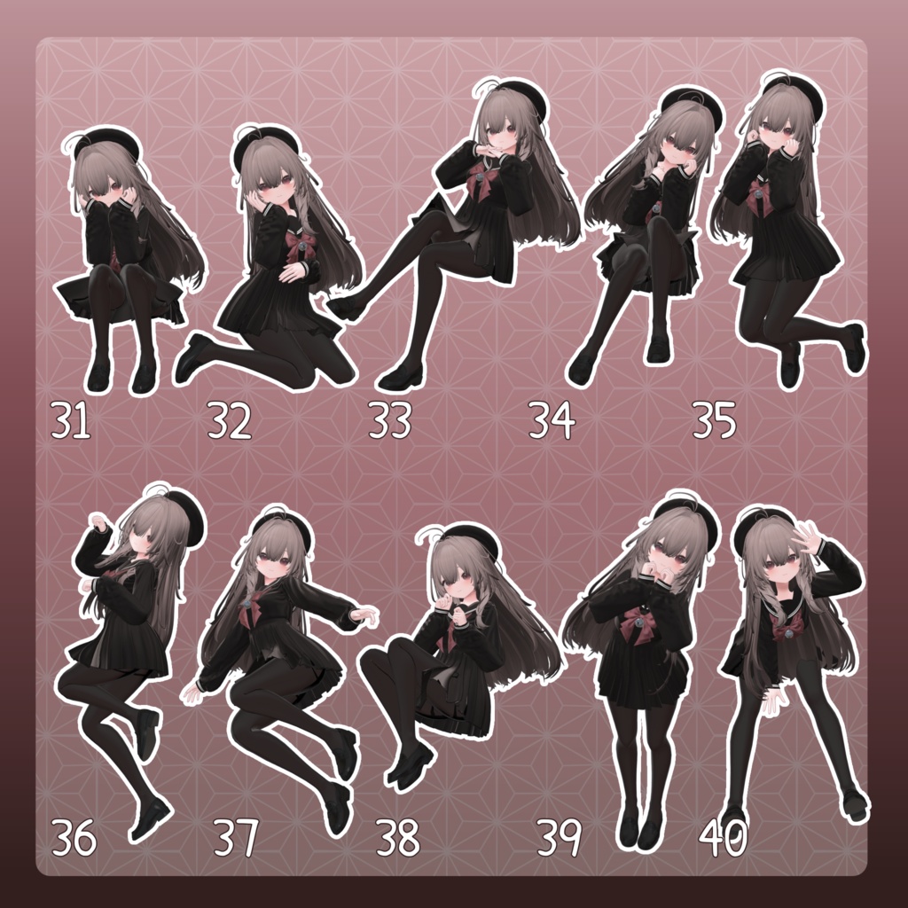 【無料有/+Free sample】Pose Animation Set 36【50種】