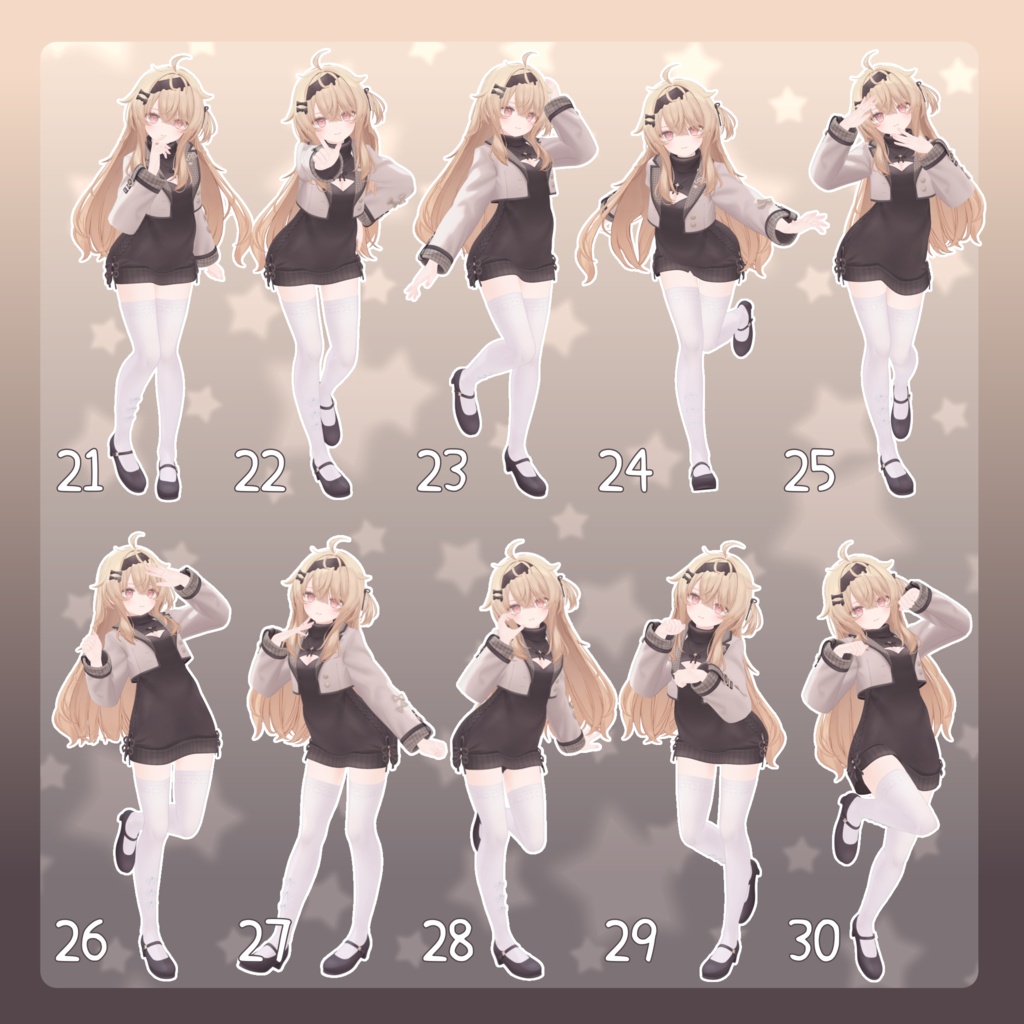 【無料有/+Free sample】Pose Animation Set 40【50種】