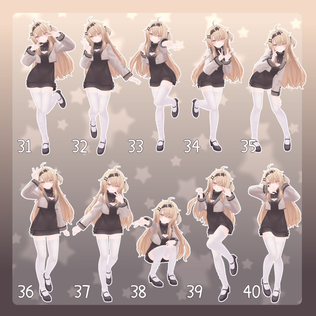 【無料有/+Free sample】Pose Animation Set 40【50種】
