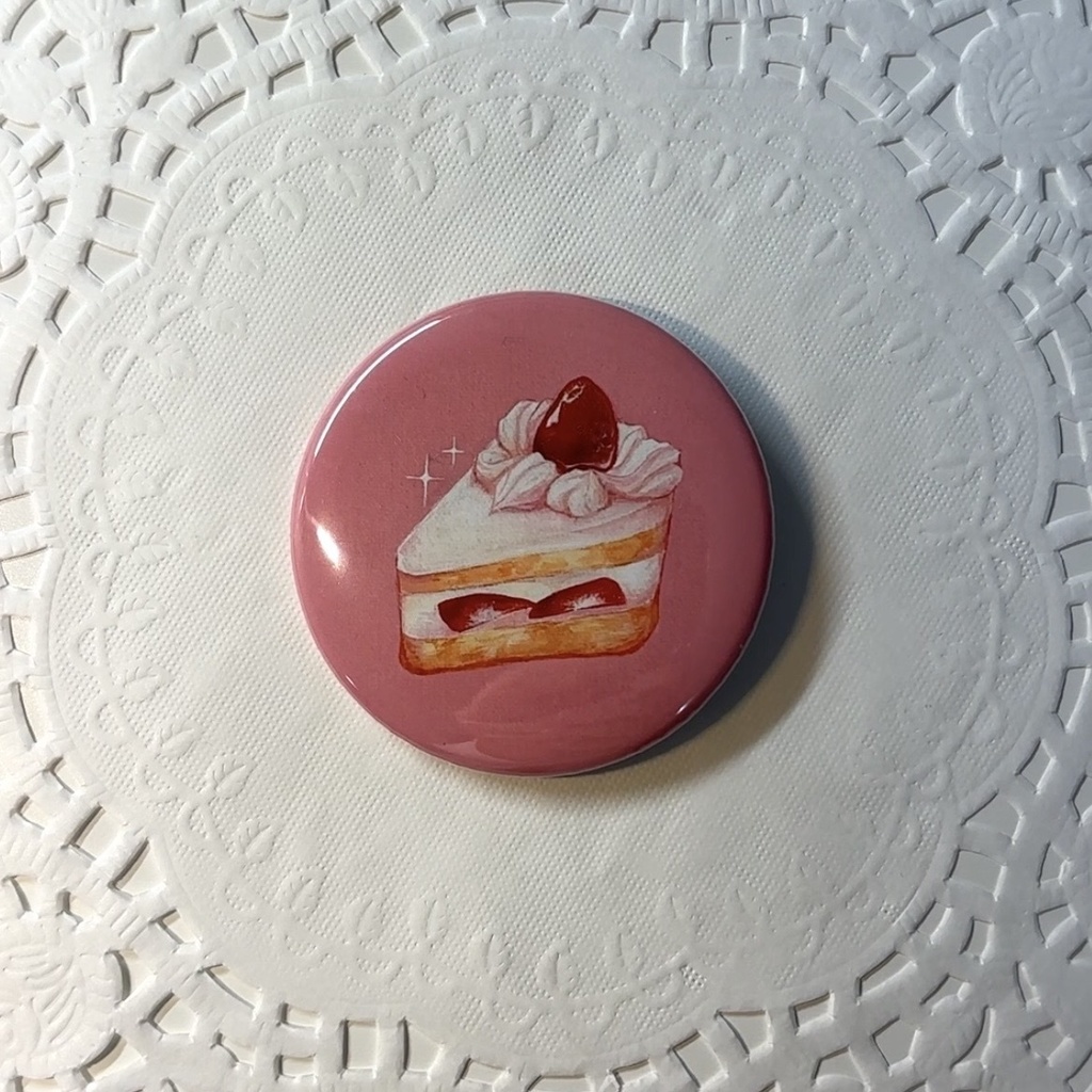 ショートケーキの缶バッジ