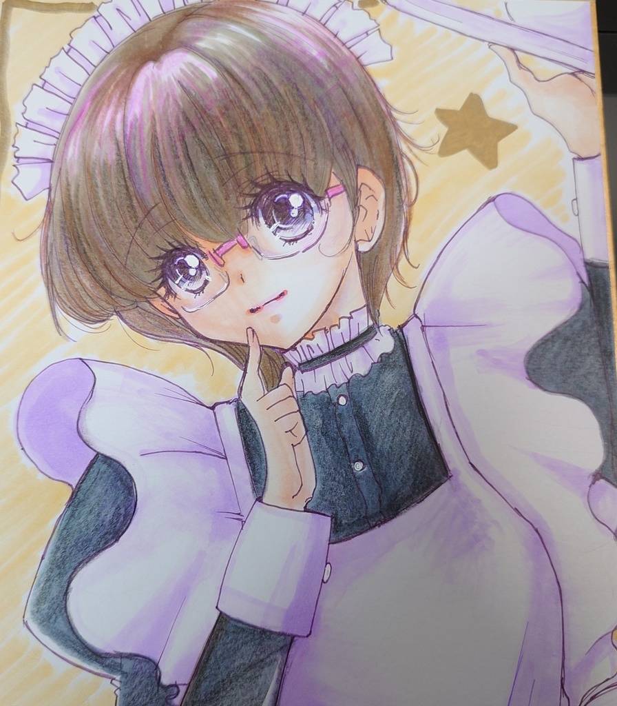 眼鏡メイドショートカッ直筆　中色紙