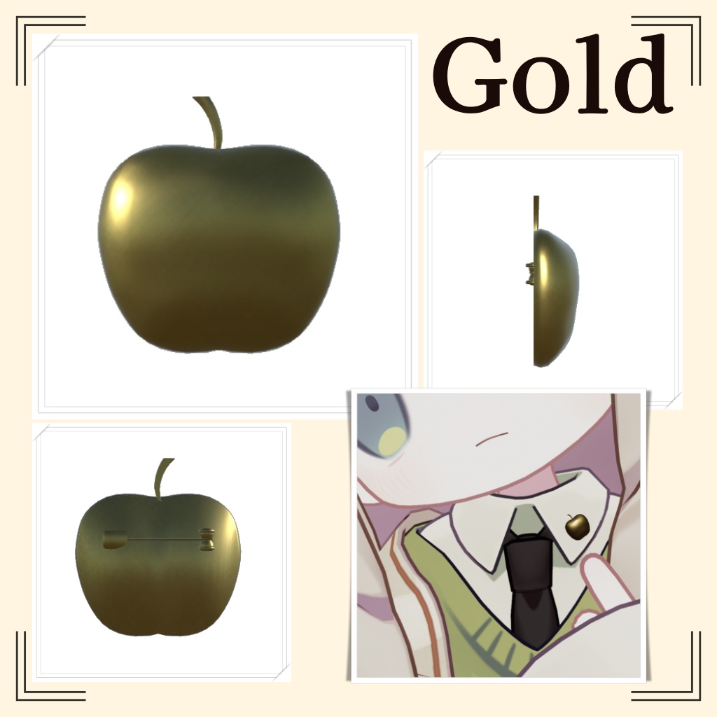 【全アバター対応】シンプルリンゴブローチ