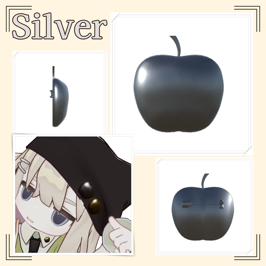 【全アバター対応】シンプルリンゴブローチ