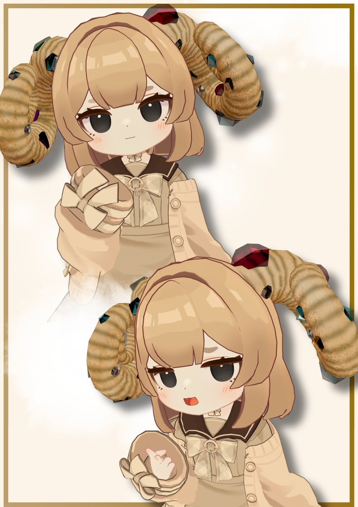【全アバター対応】ジュエルカーリーホーン