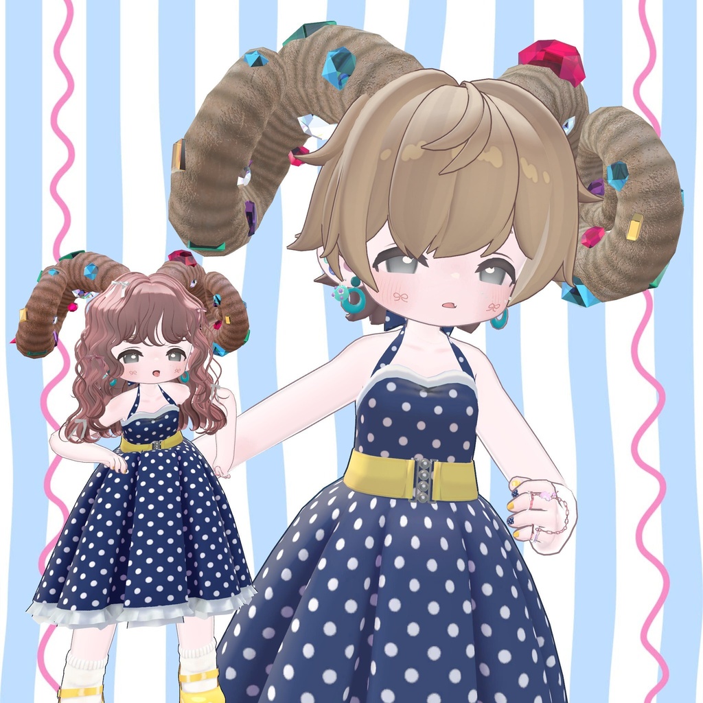 【全アバター対応】ジュエルカーリーホーン