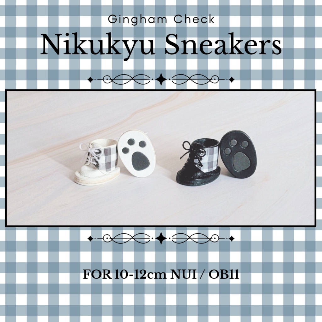Nikukyu Sneakers ( Gingham Check )