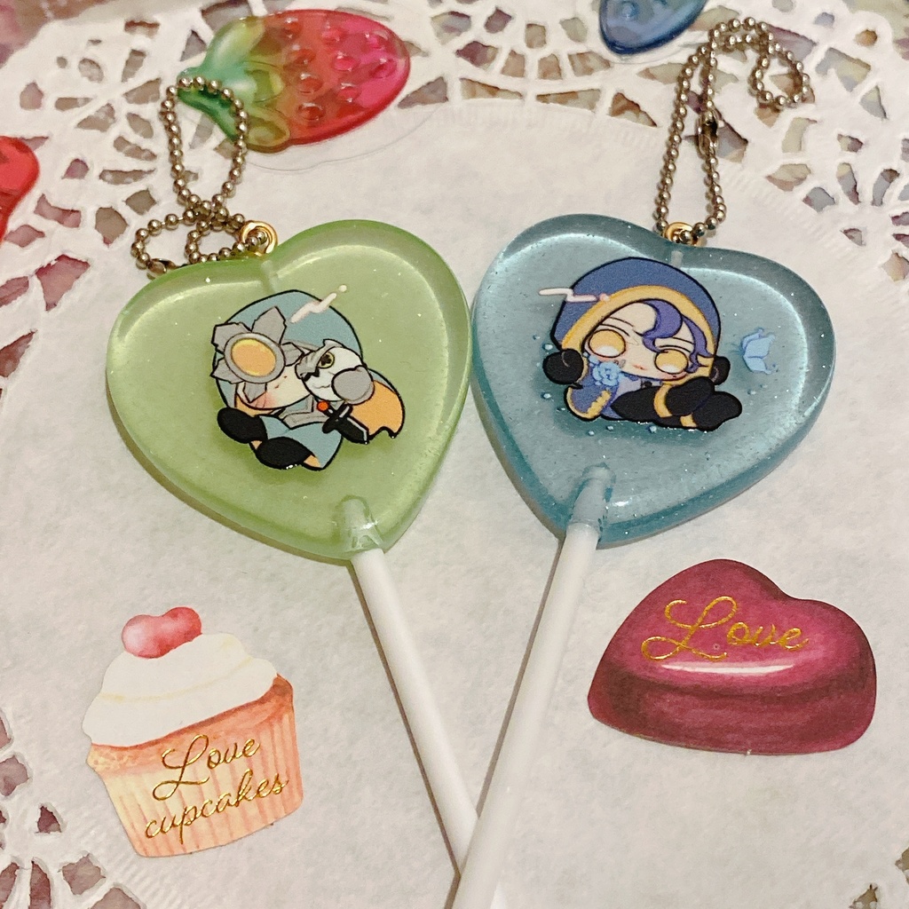 ペロキャン風ちびキャラアクキー