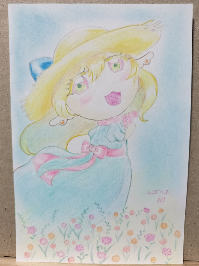 手描きオリジナルイラスト原画 ウパルお姉さん「青空の下で」