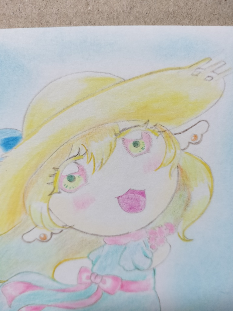 手描きオリジナルイラスト原画　ウパルお姉さん「青空の下で」