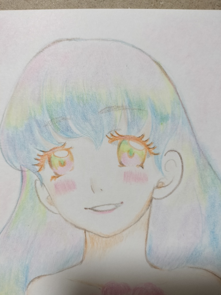 手描きオリジナルイラスト原画「ピンクのチューリップの少女」