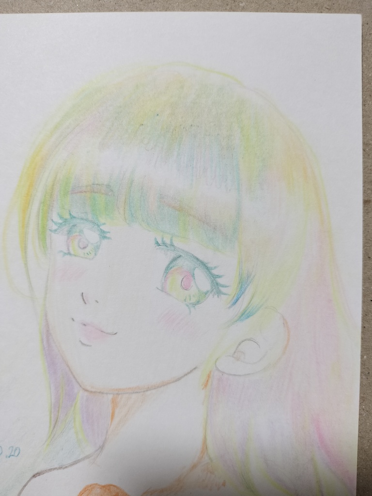 手描きオリジナルイラスト原画「オレンジのチューリップの少女」