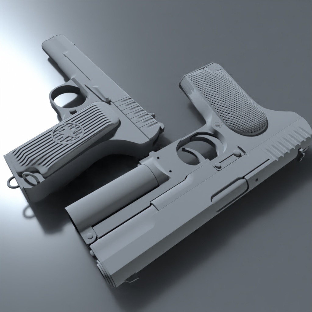 【3Dモデル】TT33、トカレフ+キングスマンカスタム