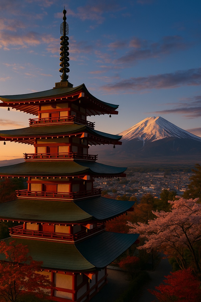 富士山と五重塔