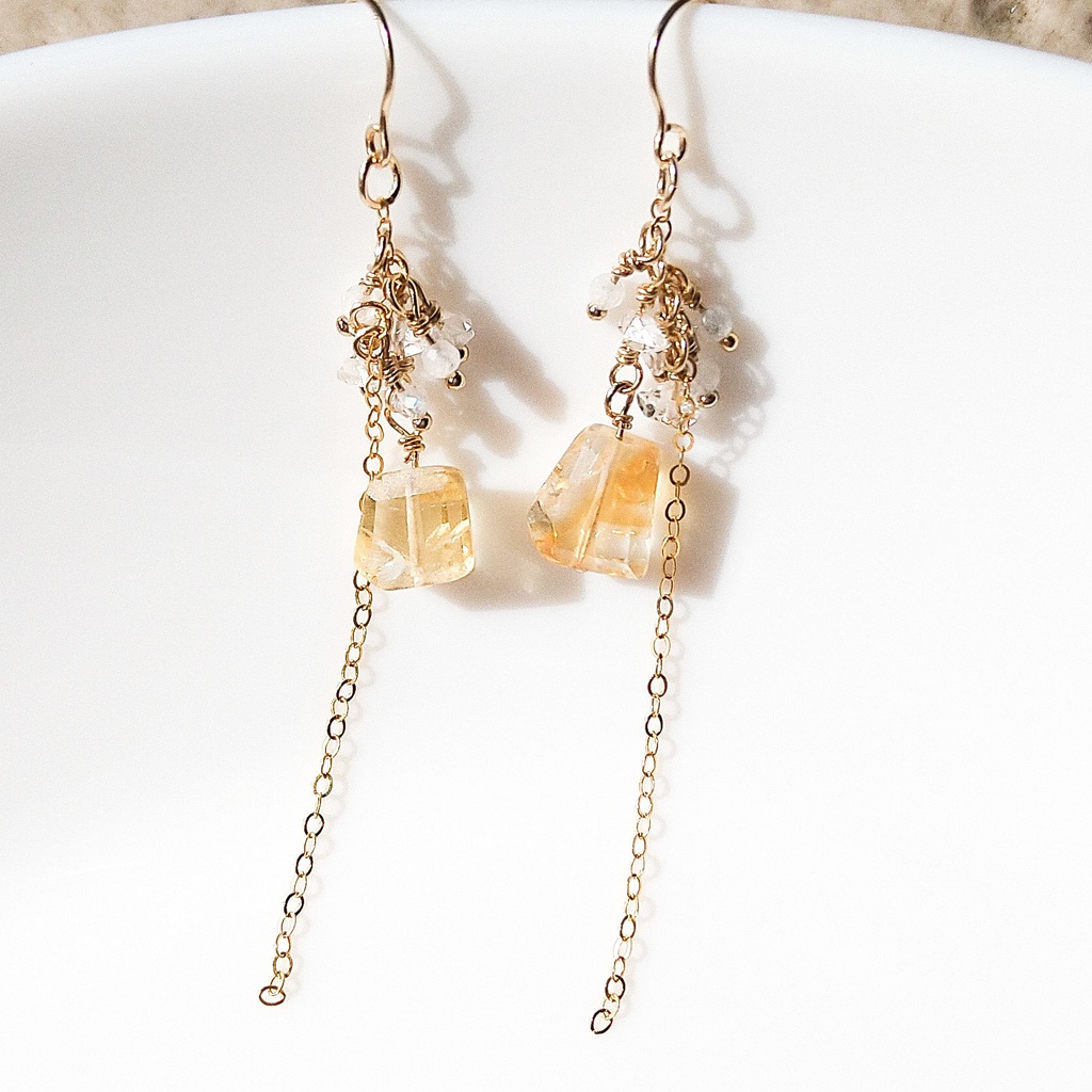 【金属アレルギー対応】シトリンの推しカラーピアス