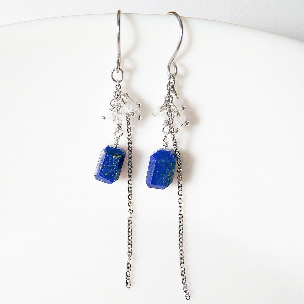 【金属アレルギー対応】ラピスラズリの推しカラーピアス