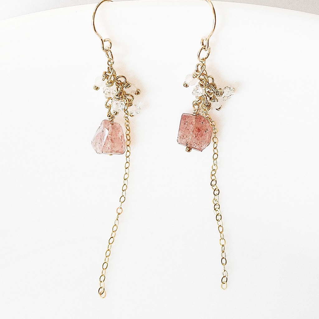 【金属アレルギー対応】ピンクエピドートの推しカラーピアス