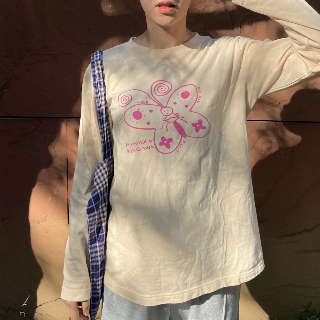 【リトグラフTシャツ】Praying Butterfly (apricot cream)