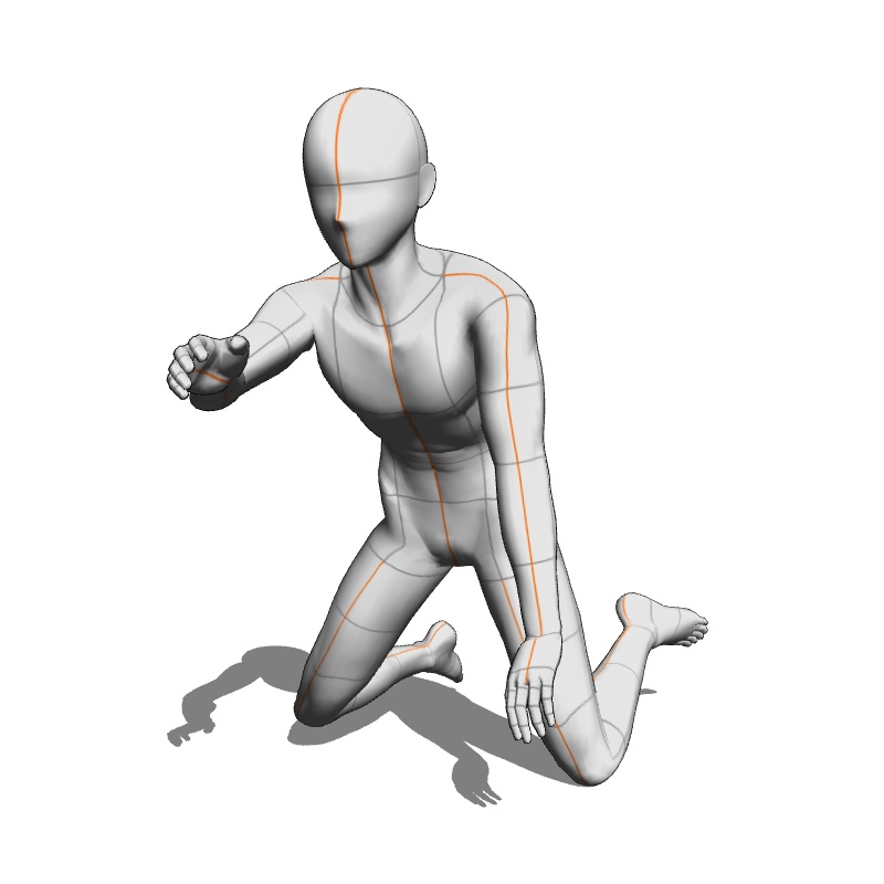 【フリー素材】需要が狭そうなポーズ参考素材⑩